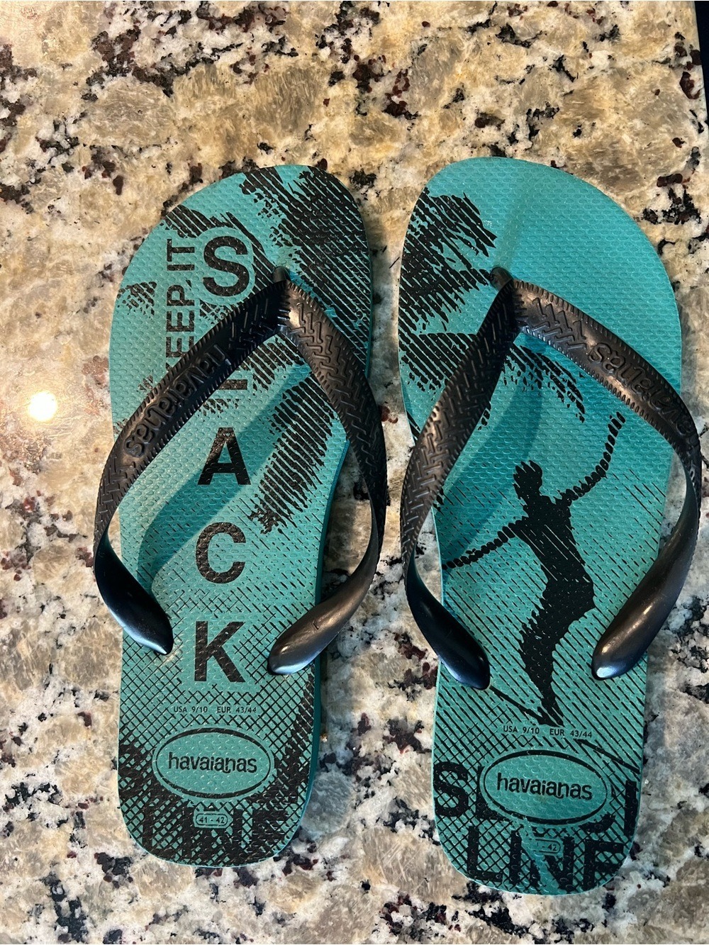 Havaianas Men’s Teal Flip Flops with Black Straps